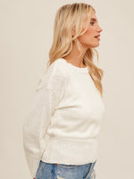 Round Neck Sweater in White