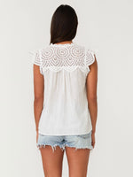 FINAL SALE Pearl White Cap Sleeve V Neck Top