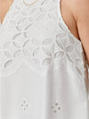 FINAL SALE Fiona Embroidered Floral Scalloped Tank in White