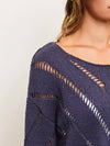 Distressed Cut-Off Knit Top in Indigo