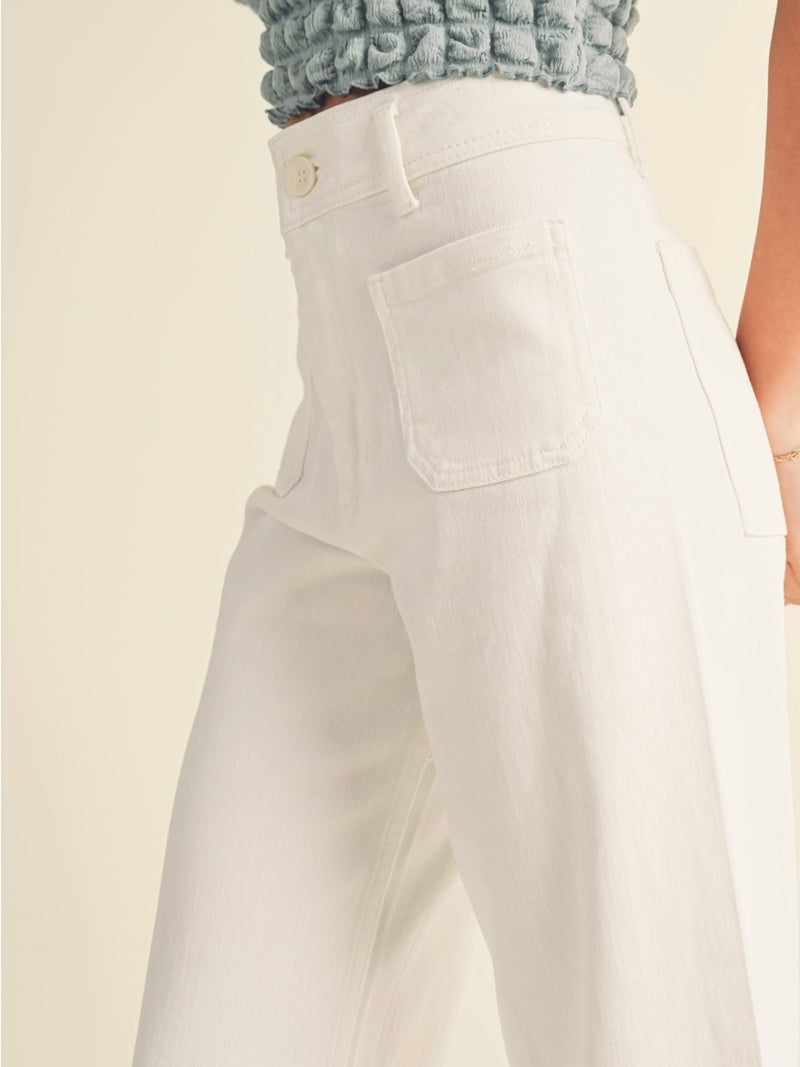 Raquel Front Pocket Straight Wide in White