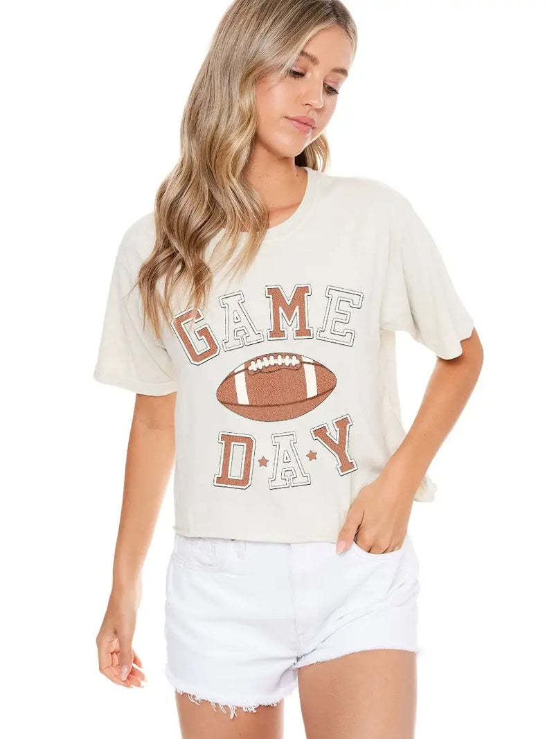 Puff' Game Day Graphic Crop Tee