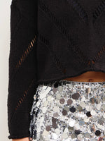 Distressed Cut-Off Knit Top in Washed Black