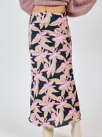 Black & Pink Floral Maxi Skirt