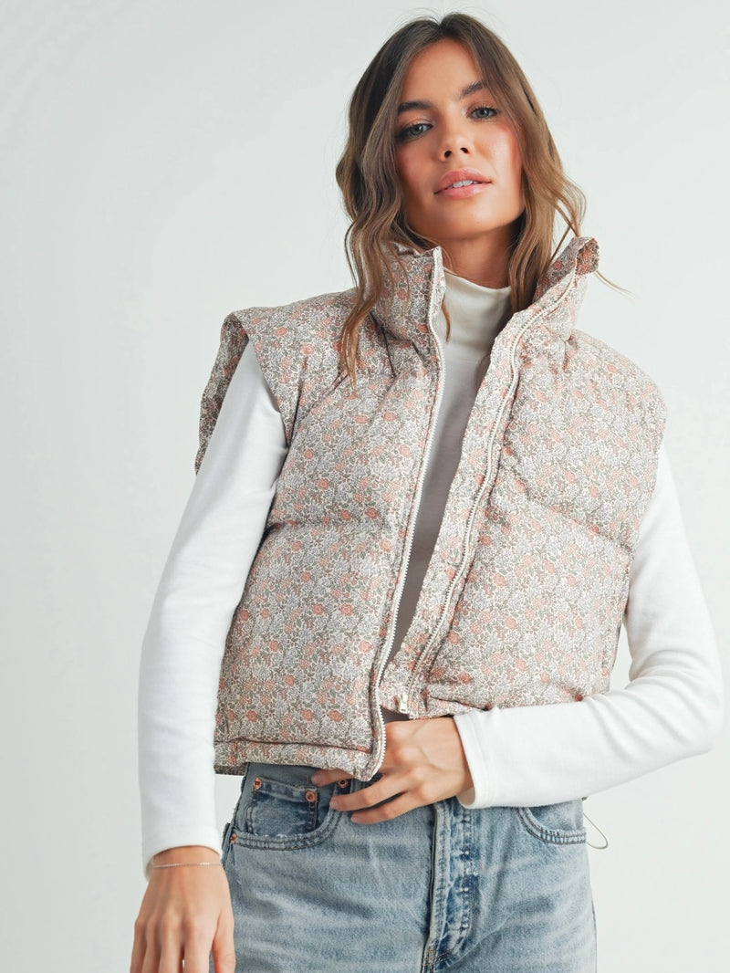 Floral Puffer Vest