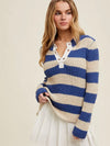 Striped Crochet Sweater in Navy