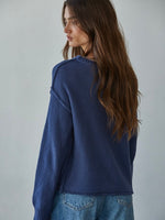 Reverse Hem Sweater in Navy
