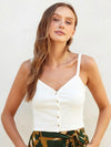 Crop Basic Button Front Tank