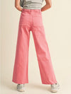 Straight Wide Leg Pants with Front Pocket in Rasberry