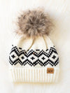 Cream & Speckled Pattern Pom Hat
