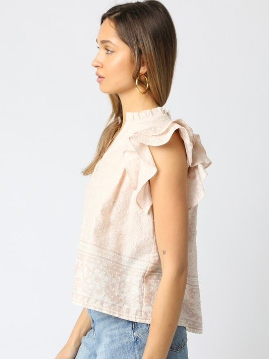 Nyla Blush Ruffle Sleeve Blouse