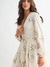 Embroidered Floral Long Sleeve Mini Dress