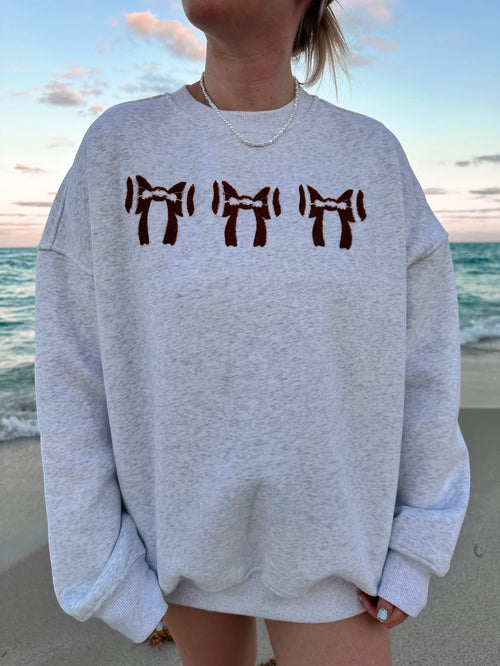 Football Bows Embroidery Sweatshirt