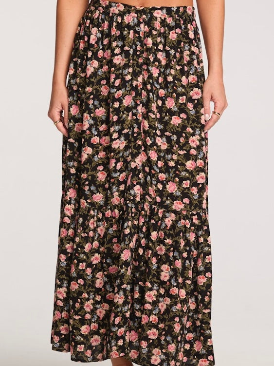 Floral Maxi Skirt in Black