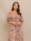 Sunset Floral Puff Sleeve Dress