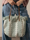 Textured Geometric Fringe Tote Bag