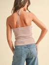 Mauve Twist Front Knit Halter Top