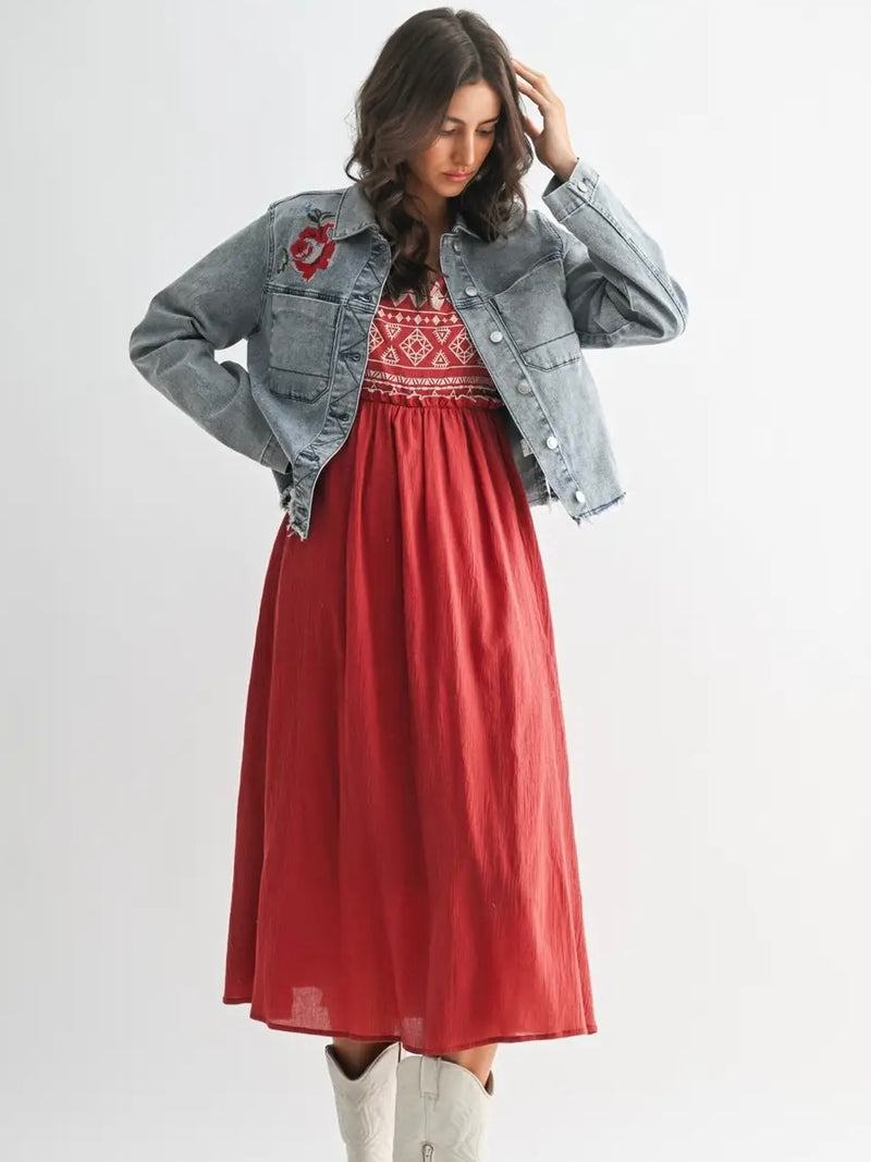 Floral Embroidered Denim Jacket