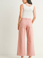 Front Pocket Wide Leg Denim in Dusty Coral