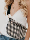 Westlyn Woven Belt Bag in Checkered Black