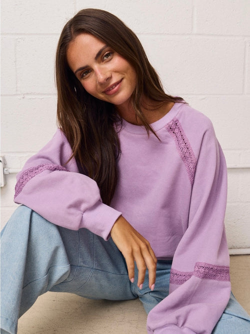 Lilac Lace Trim Sweatshirt