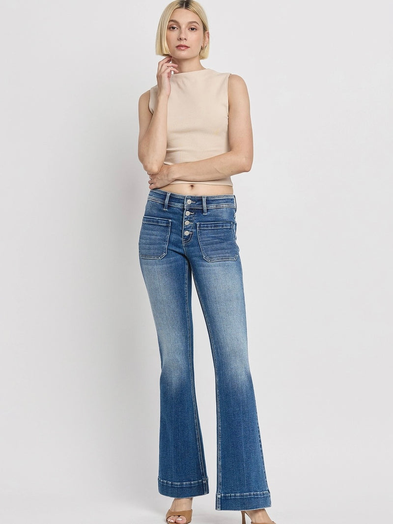 Melanie Mid Rise Trouser Hemmed Flare