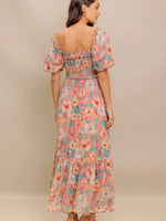Sunset Floral Puff Sleeve Dress