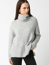 Fuzzy Turtleneck Oversized Sweater in Light Grey