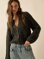 Ophelia Button Front Cardigan Sweater in Black