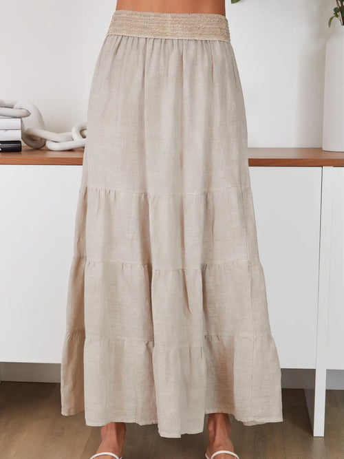Mineral Wash Tiered Maxi Skirt