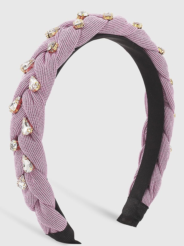 Bedazzled Braid Headband in Purple