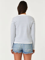 Blue Stripe Twist Front Long Sleeve Sweater