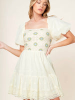 Crochet Baby Doll Puff Sleeve Dress