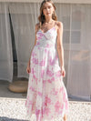 Garden Party Floral Maxi Dress in Ivory/Pink