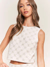 Ivory Tweed Sleeveless Top