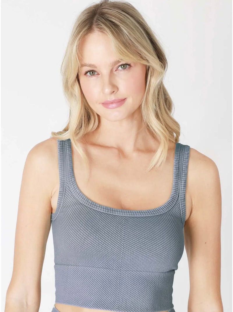 Drennan Chevron Crop Tank in Vintage Blueberry