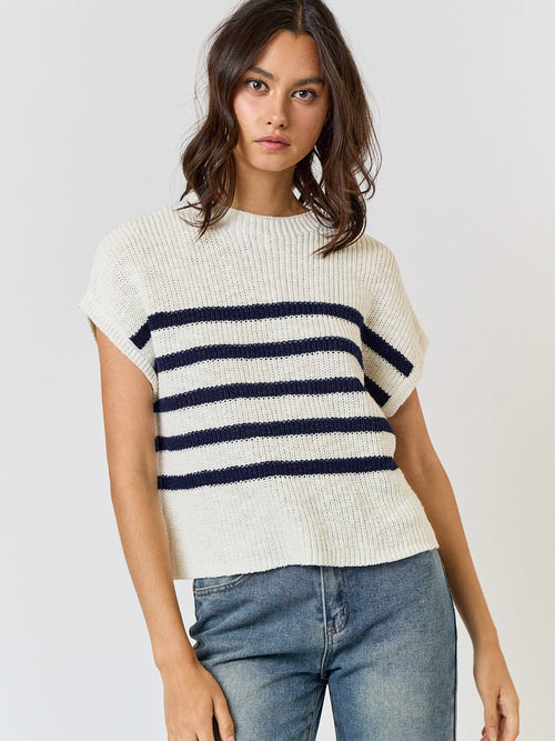 Samantha Striped High Neck Sweater