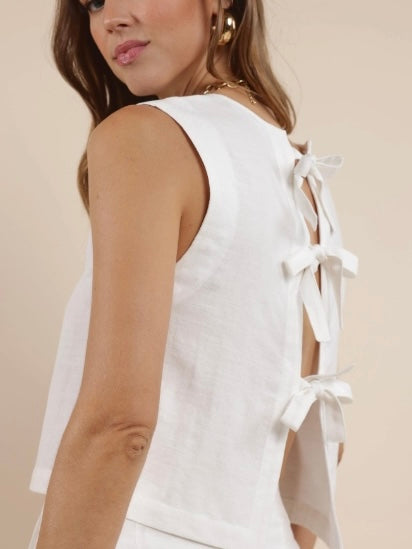 Coastal Calm Bow Tie Back Top