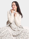 Leopard Patterned Reversible Throw Blanket in Grey