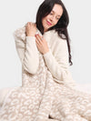 Leopard Patterned Reversible Throw Blanket in Beige