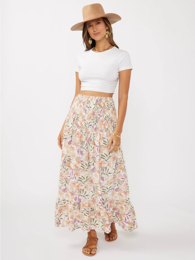 Convertible Floral Smocked Maxi Skirt