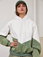 Olive Tiered Sherpa Lined Hooded Sweatshirt