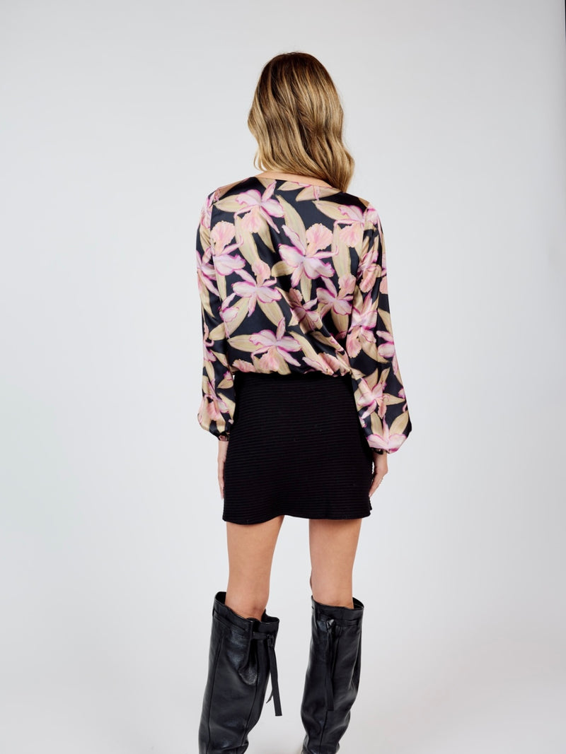 Black & Pink Floral Top