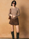Crew Neck Off The Coast Sweater in Mocha