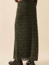 Flocked Leopard Mesh Straight Maxi Skirt