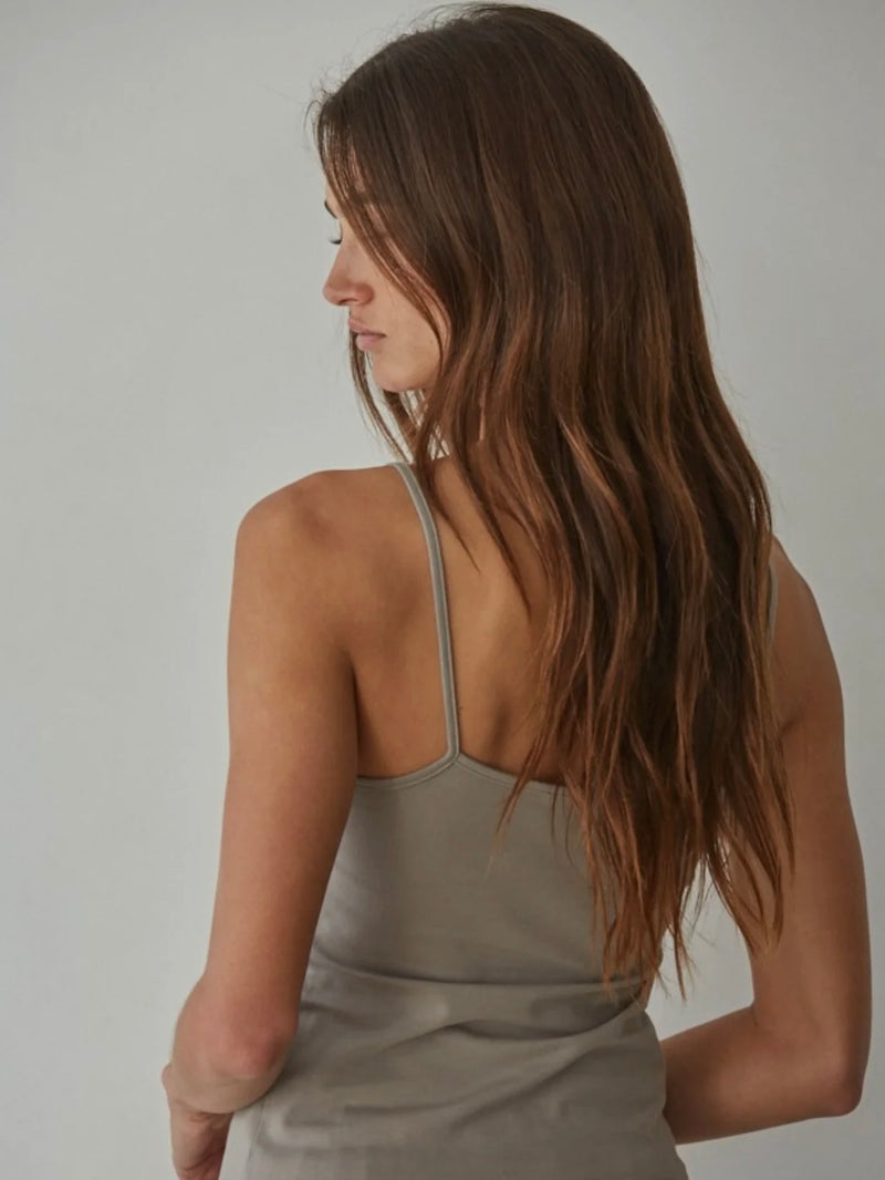 Solid Cami with Front Ruching in Grey