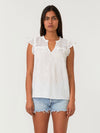 FINAL SALE Pearl White Cap Sleeve V Neck Top