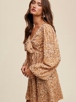 Sunshine Sparkle Balloon Sleeve Dress