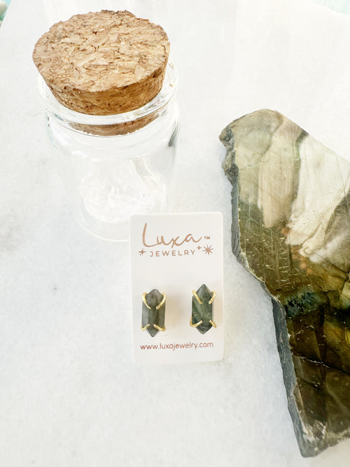 Labradorite Hexa Stud