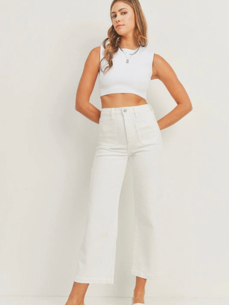 FINAL SALE Patch Pocket Wide Leg Jean in White